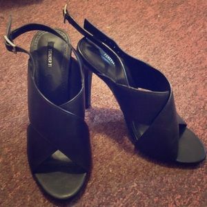 Black open toe heals